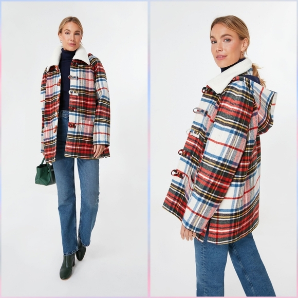 THE GREAT.Woodsy Plaid Cabinmate Toggle Jacket